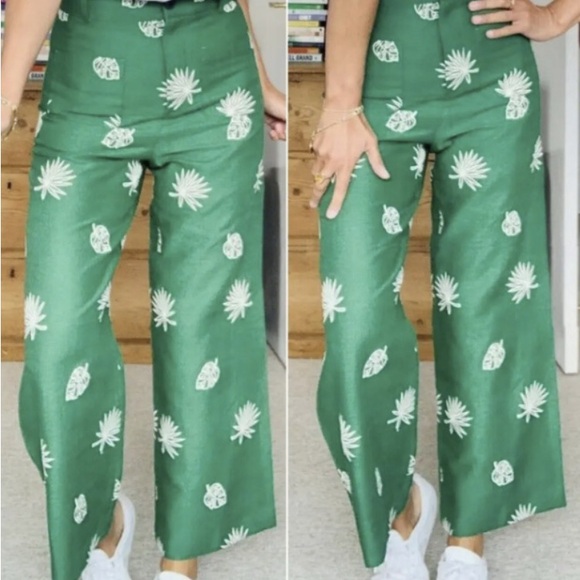 Embroidered Green Zara Pants - Size XS - NWT! - Picture 3 of 9